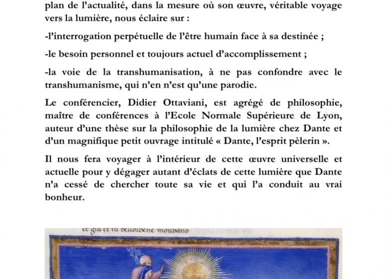 Conférence : Dante ou le voyage vers la lumière