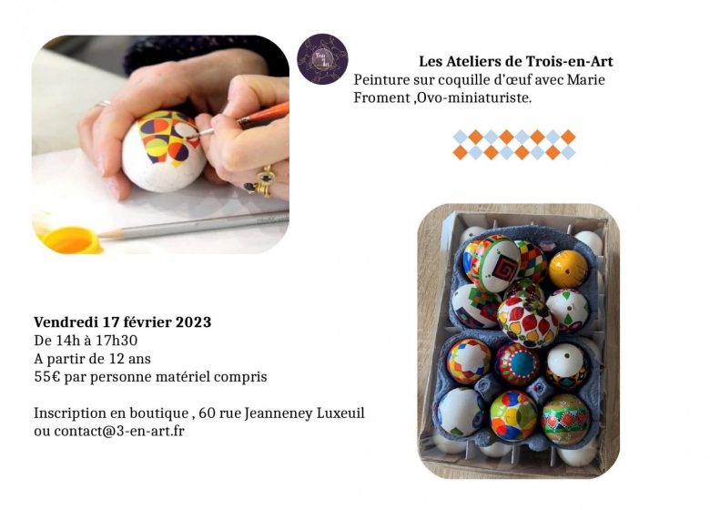 Atelier peinture sur coquille d’œuf